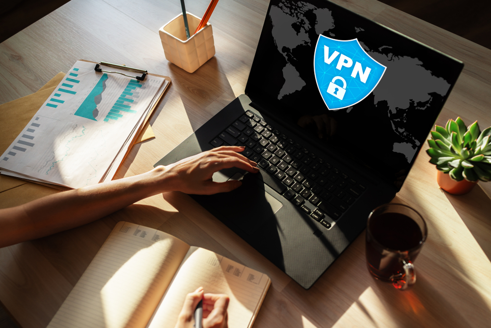 VPN on computer concept